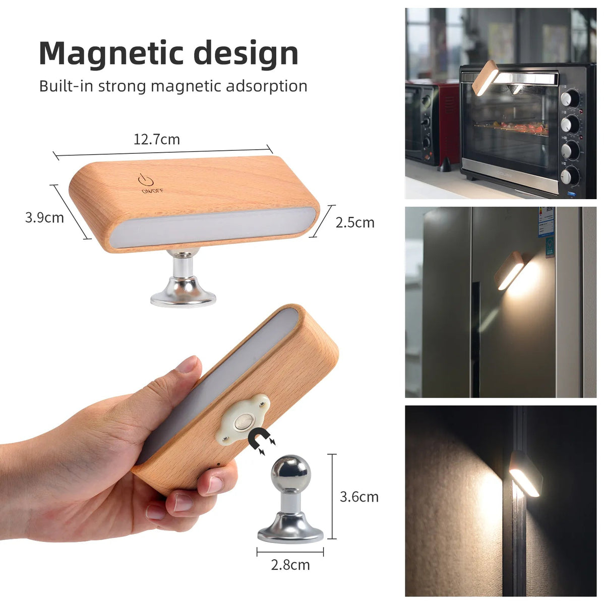 Sikunuo | Rotatable Magnetic Wooden Rechargeable LED Night Lamp