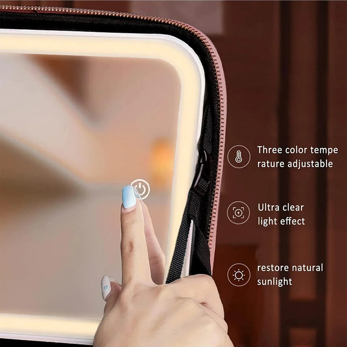 Sikunuo | Travel Cosmetic Case LED Mirror Makeup Bag
