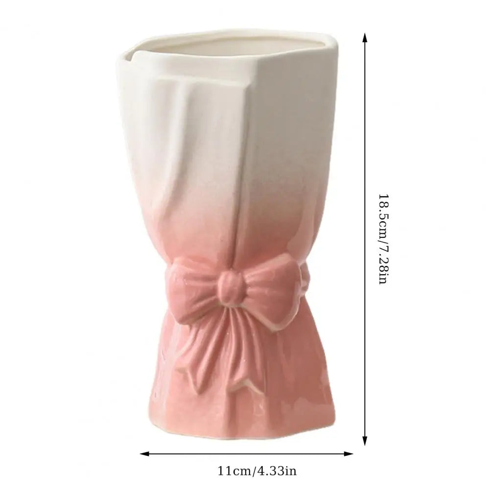 Sikunuo | Ribbon Bow Ceramic Tabletop Flower Vase