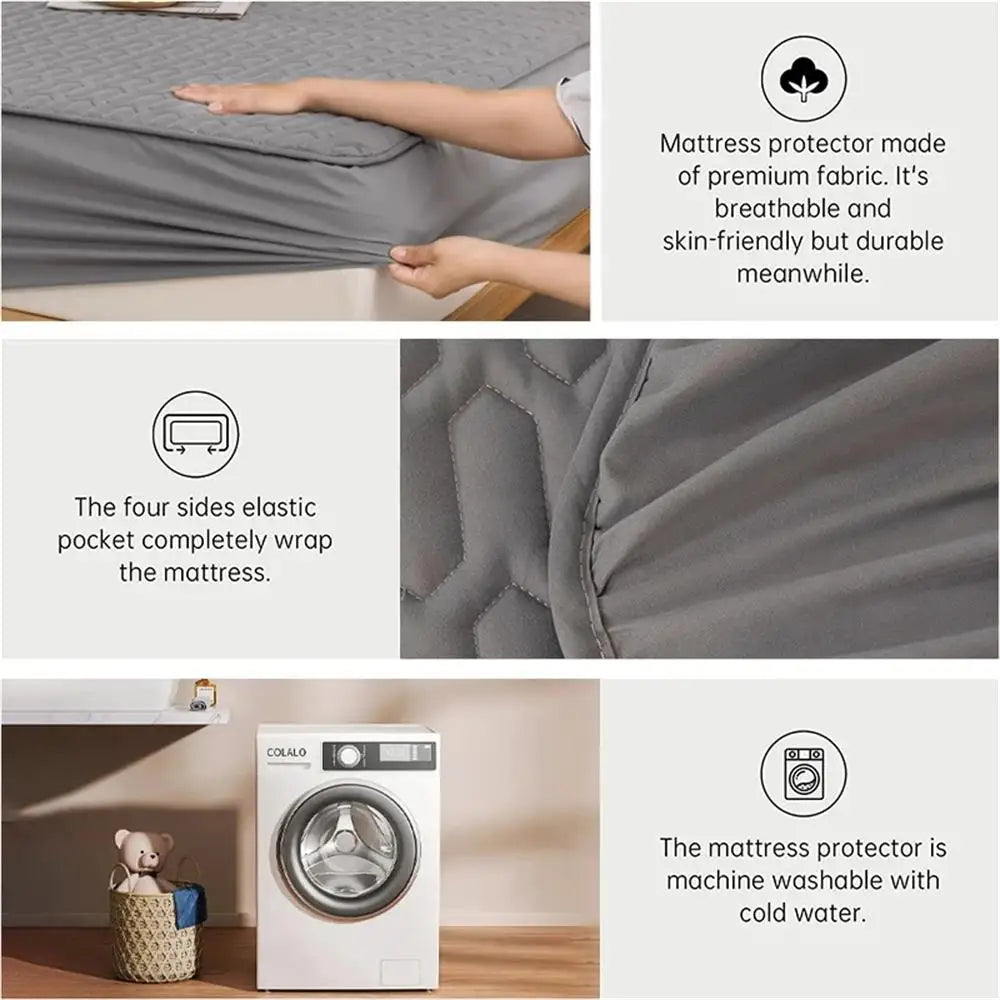 Sikunuo | Waterproof Ultra-Soft Fitted Latex Mattress Pad Cover