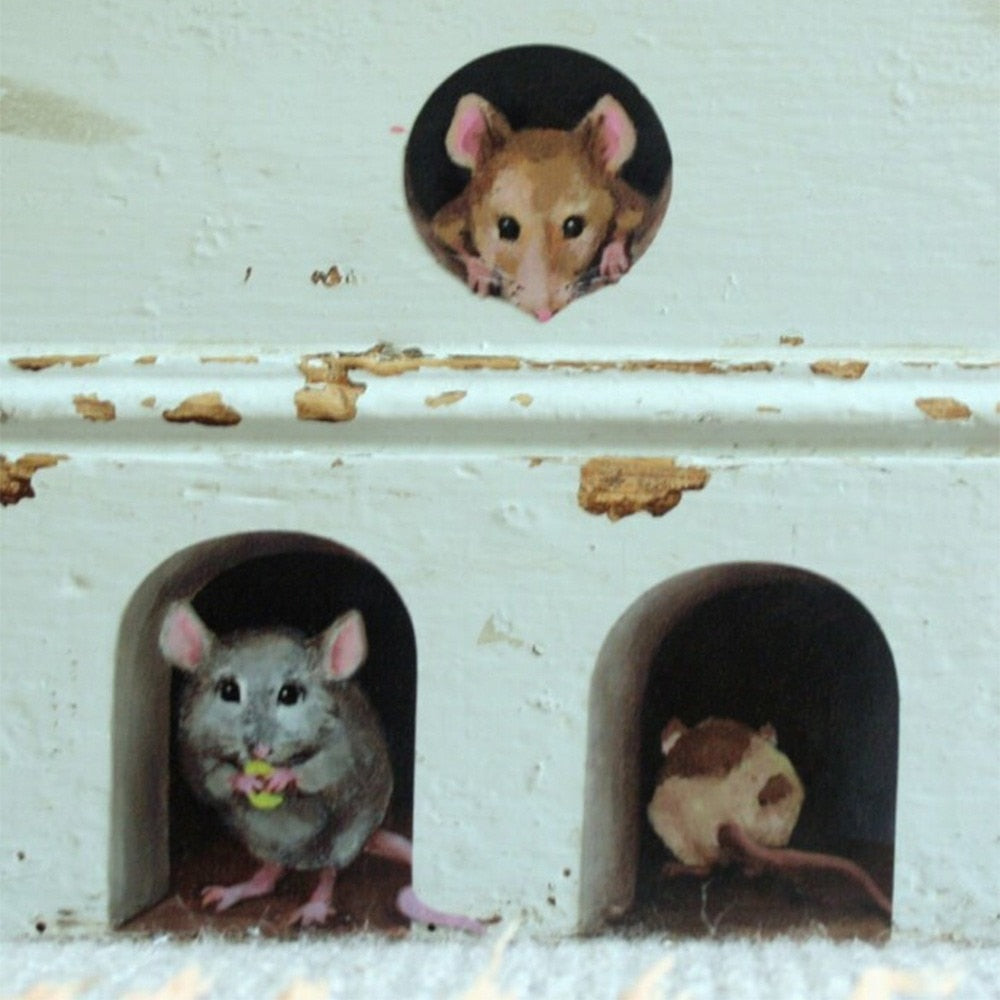 Sikunuo | 3D Mouse Hole Funny Wall Stickers