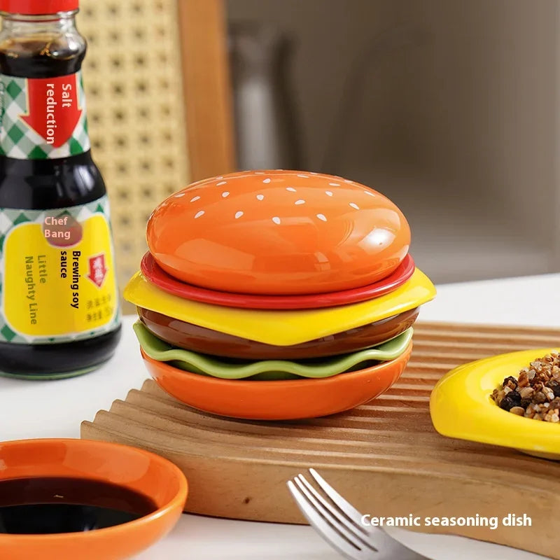 Sikunuo | Mini Stacked Hamburger Ceramic Plate Set