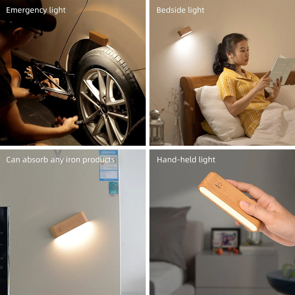 Sikunuo | Rotatable Magnetic Wooden Rechargeable LED Night Lamp