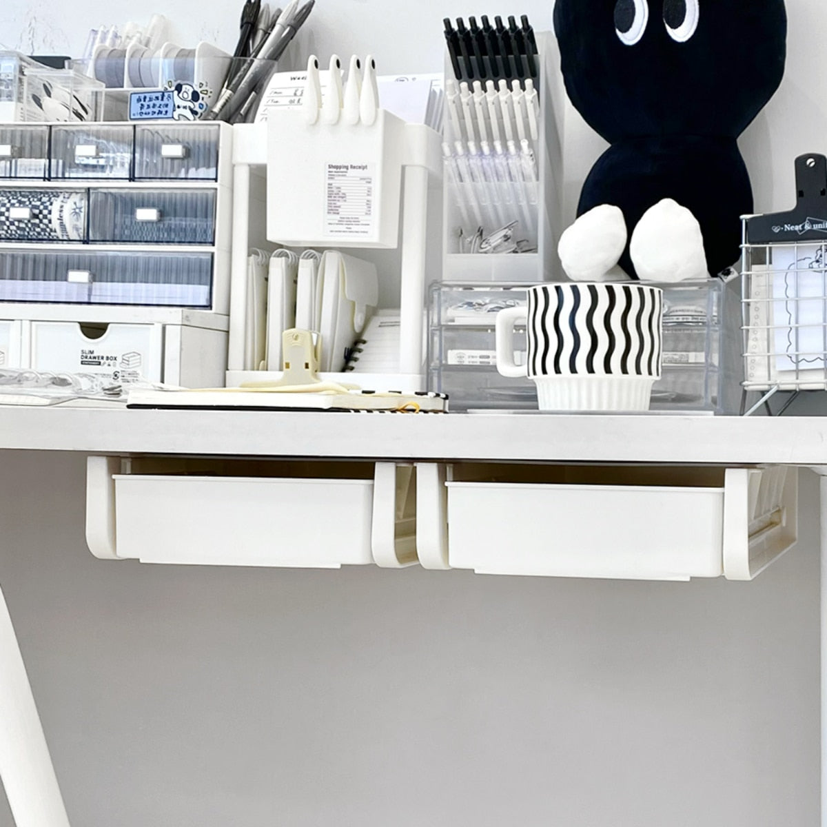 Sikunuo | Clever Under Desk Hidden Sliding Drawer Organizer