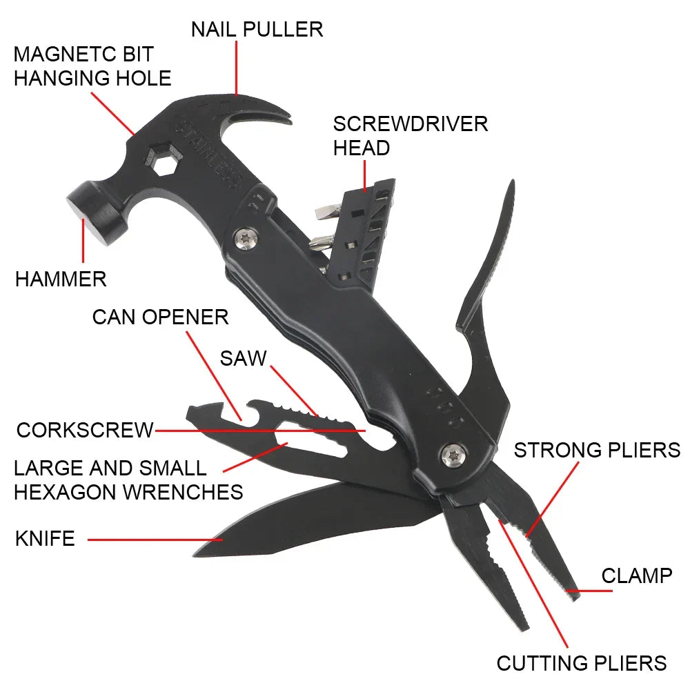 Sikunuo | Multifunctional Pliers With Folding Nail Hammer