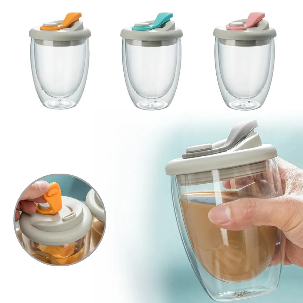 Sikunuo | Leak-Proof Double Wall Glass Transparent Mug