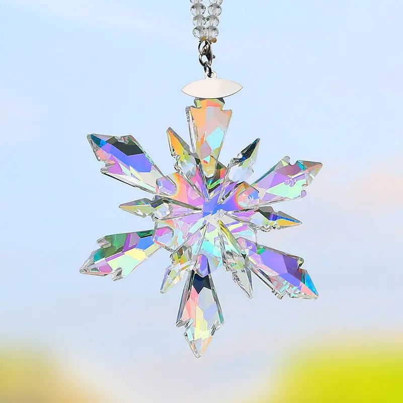 Sikunuo | Transparent Snowflake Rainbow Car Pendant Decor