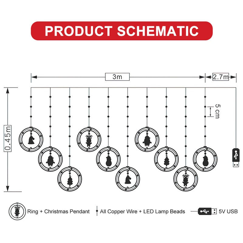 Sikunuo | Christmas Decoration Hanging LED Lights