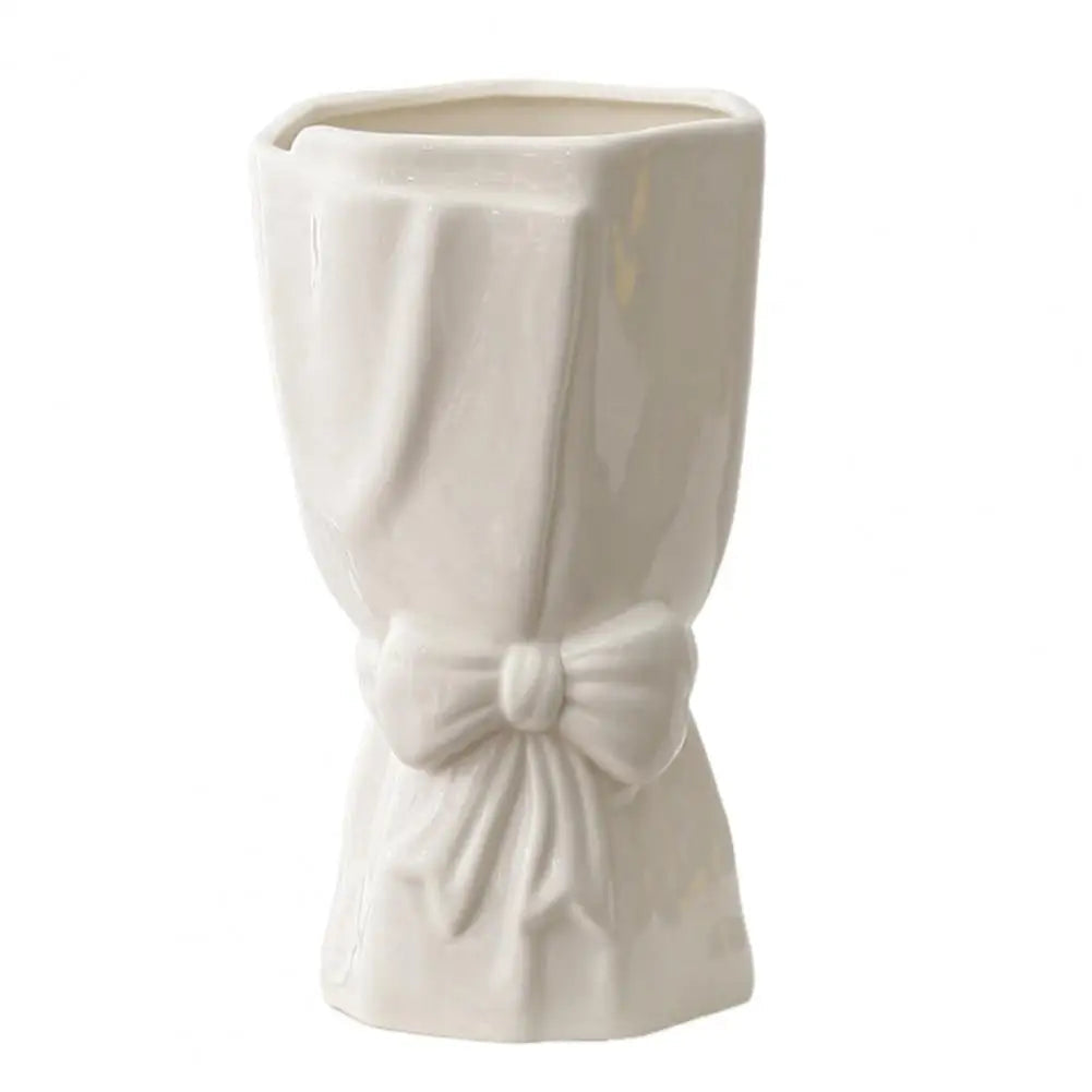 Sikunuo | Ribbon Bow Ceramic Tabletop Flower Vase