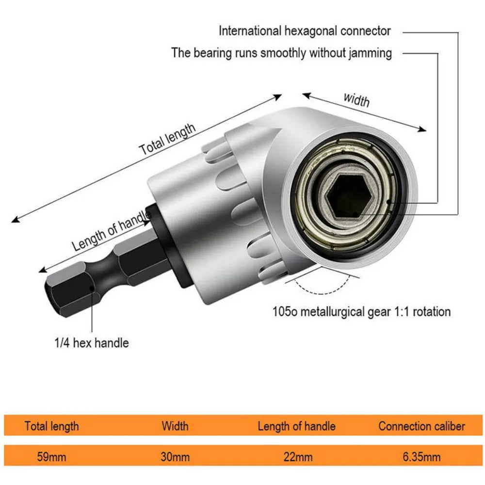 Sikunuo | 360 Degree Right Angle Drill Extension Tool