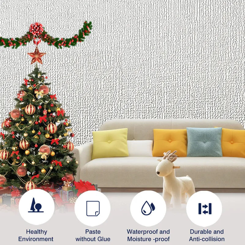 Sikunuo | 3D Linen Self-Adhesive Waterproof Wall Sticker