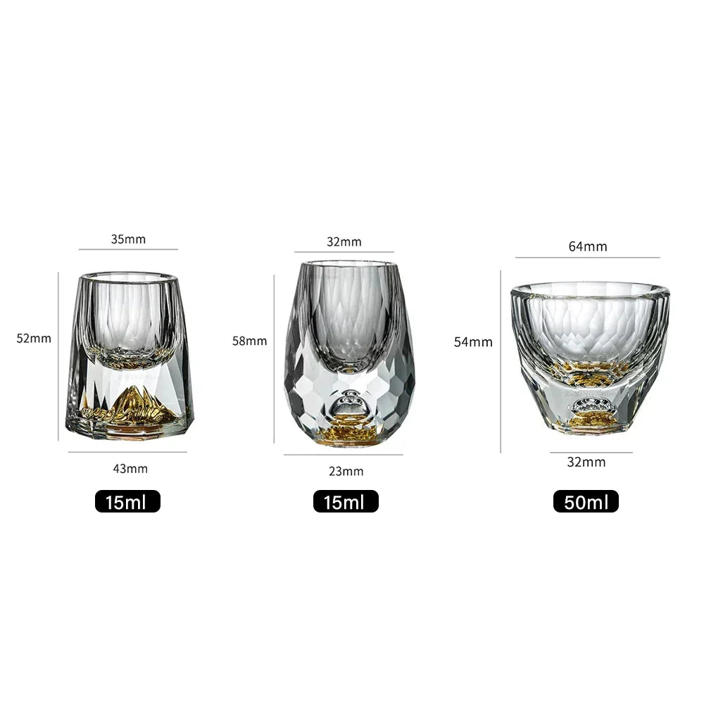 Sikunuo | Crystal Glass Whiskey Glasses Bar Liqueur Sphere Cups Sake and Shochu Double-Walled Thick Bottoms Small Capacity Tea Cups