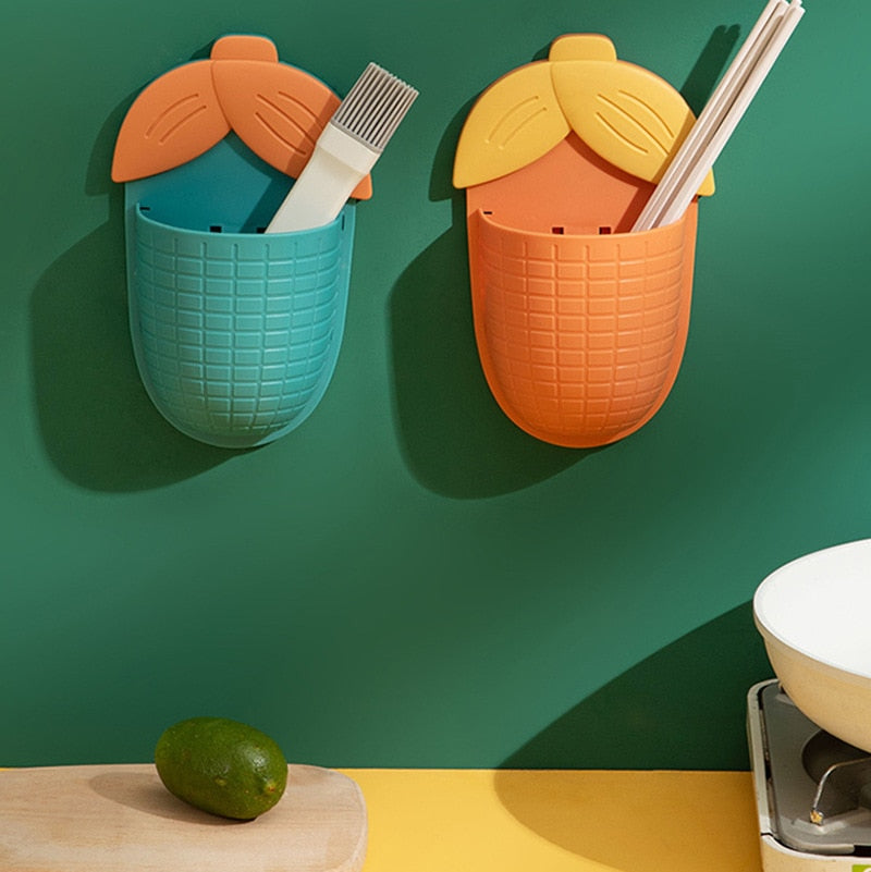 Sikunuo | Leaf Shaped Punch Free Wall Storage Rack