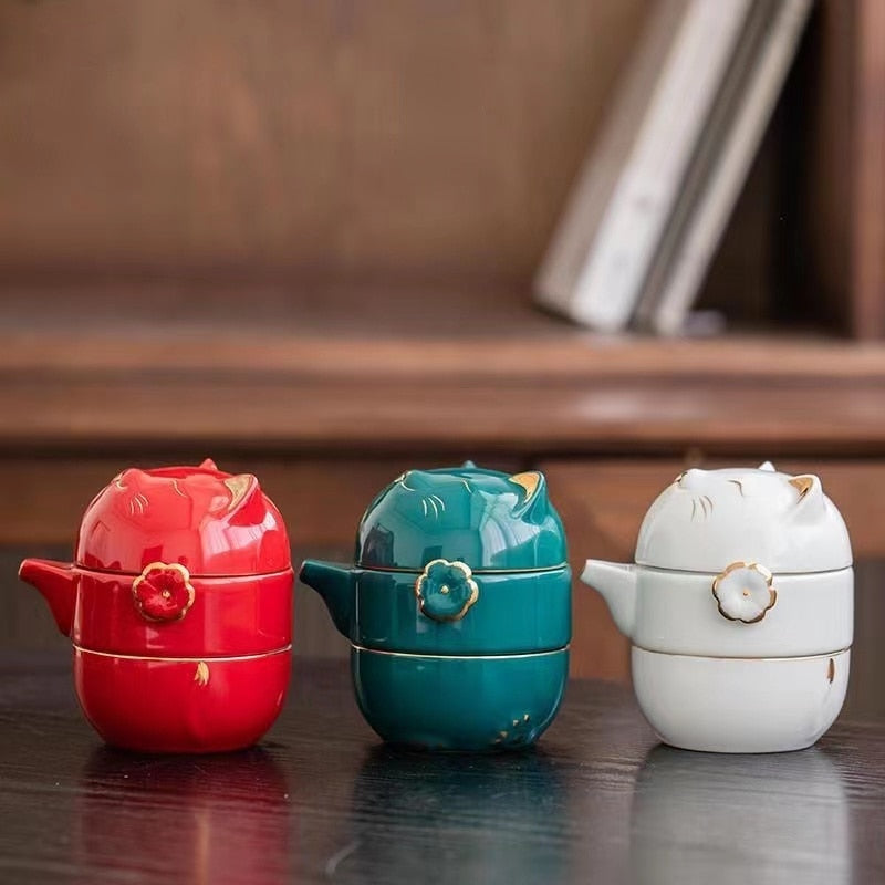 Sikunuo | Luck Cat Ceramic Quick Cup Tea Set