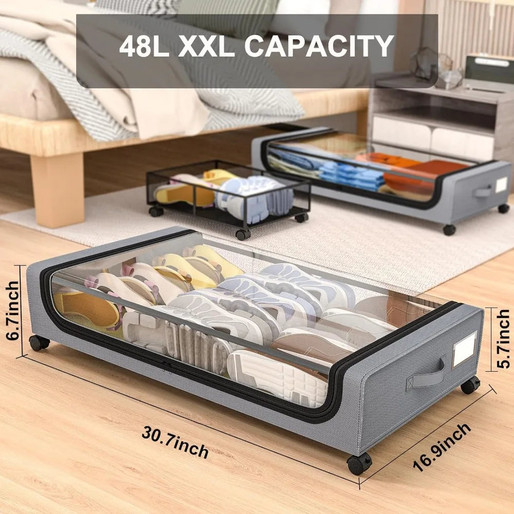 Sikunuo | Underbed Storage Stackable Wheeled Box Organizer