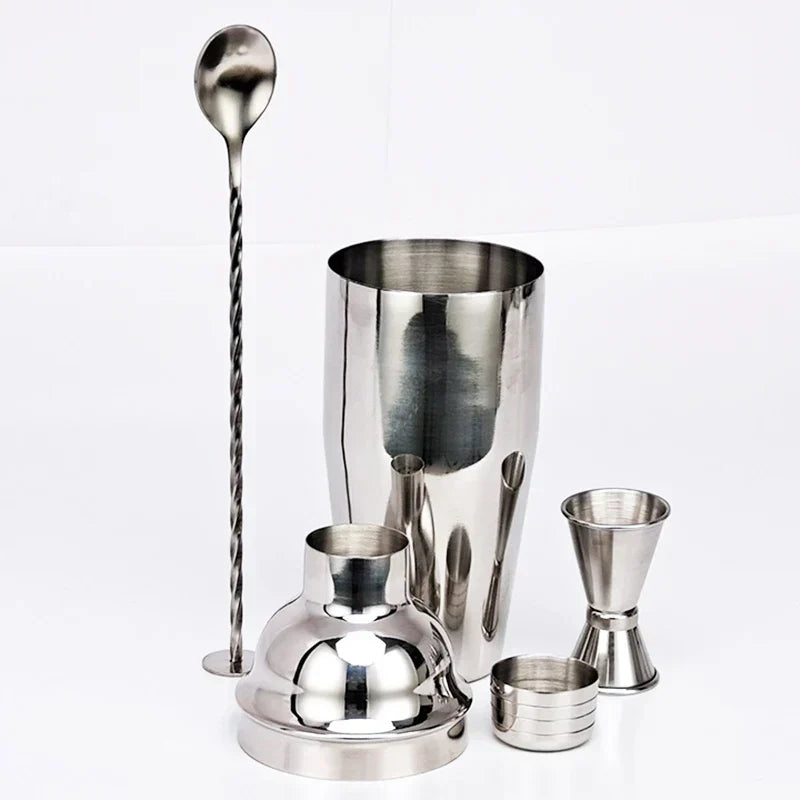 Sikunuo | 550 ml/750 ml Stainless Steel Cocktail Shaker Mixer Drink Bartender Set Bar Set Tools With Wine Rack Stand Tool for Birthday Gift