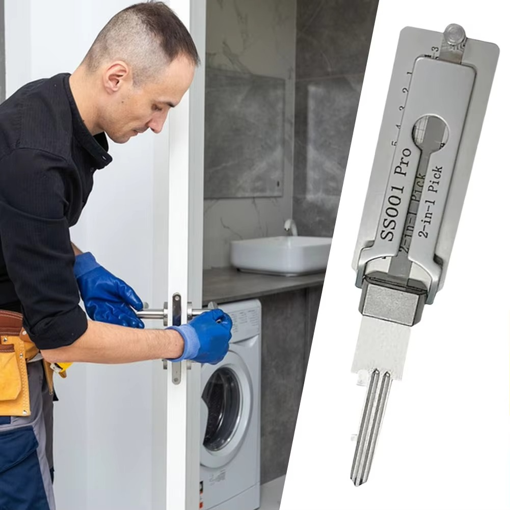 Sikunuo | Stainless Steel Key Decoder – 2-in-1 Lock Decoding & Picking Tool for Locksmiths