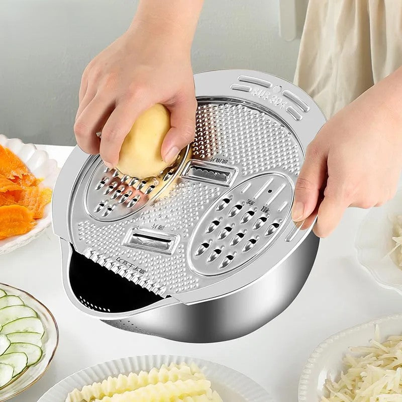 Sikunuo | All-in-One Stainless Steel Kitchen Drain Slicer Bowl