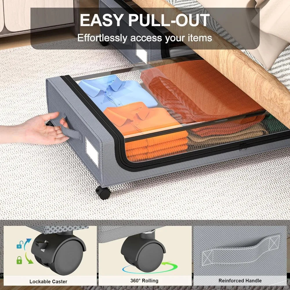 Sikunuo | Underbed Storage Stackable Wheeled Box Organizer