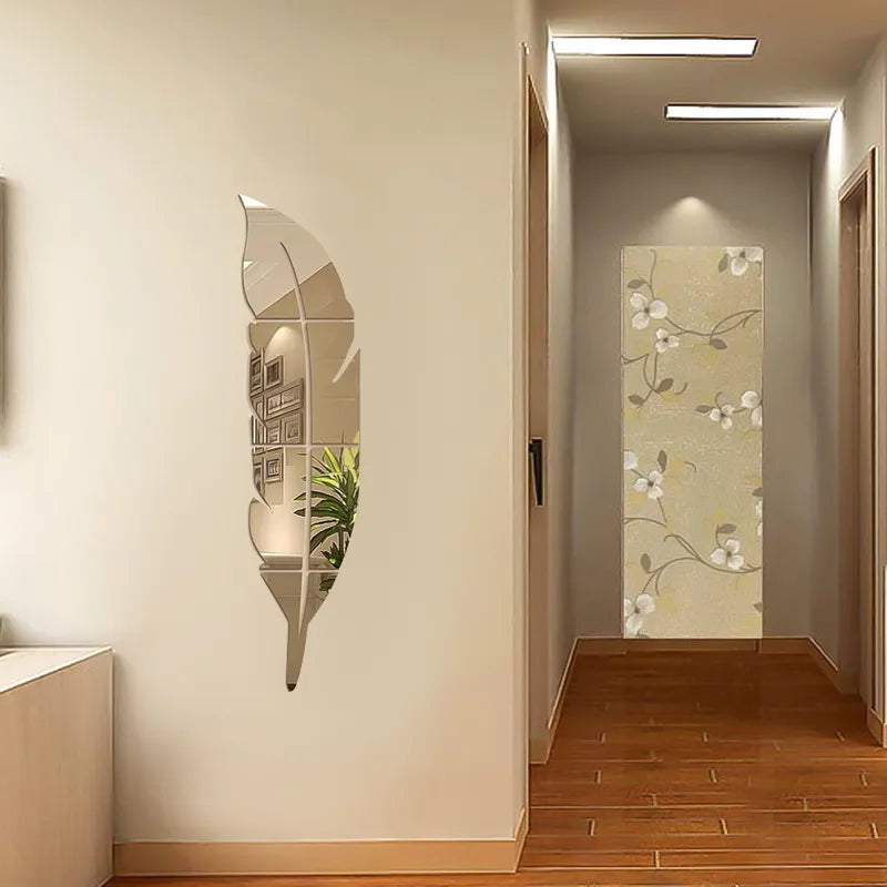 Sikunuo | 3D Feather Art Mirror Wall Sticker