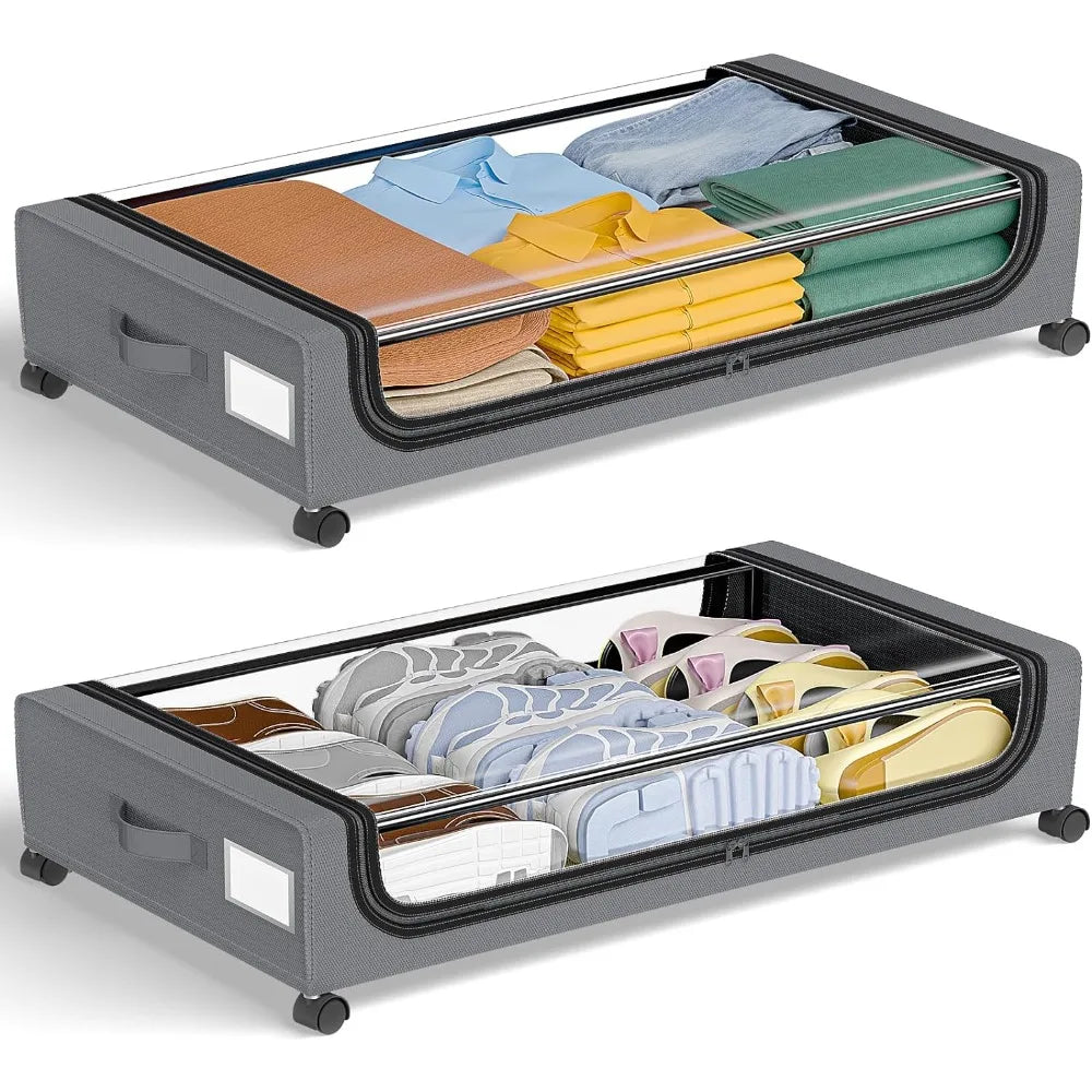 Sikunuo | Underbed Storage Stackable Wheeled Box Organizer