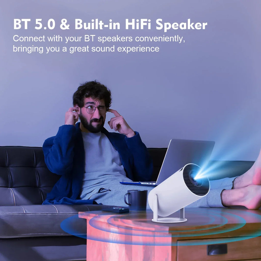HY300 Pro Smart Mini Projector – Android 11 & 180° Flexible