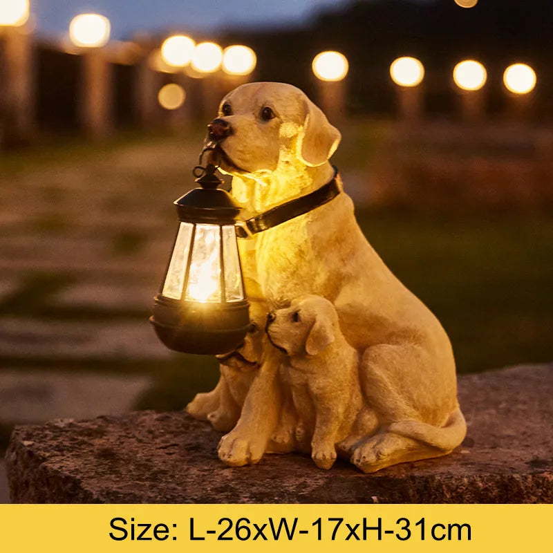 Sikunuo | Solar-Powered Outdoor Resin Dog Statue Lamp