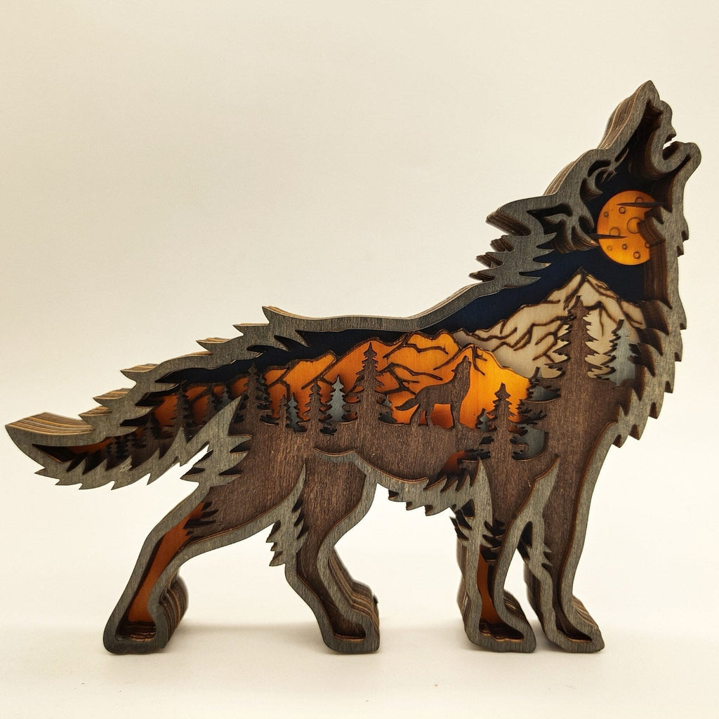 Sikunuo | Nightglow Wooden Craft Wolf Decor