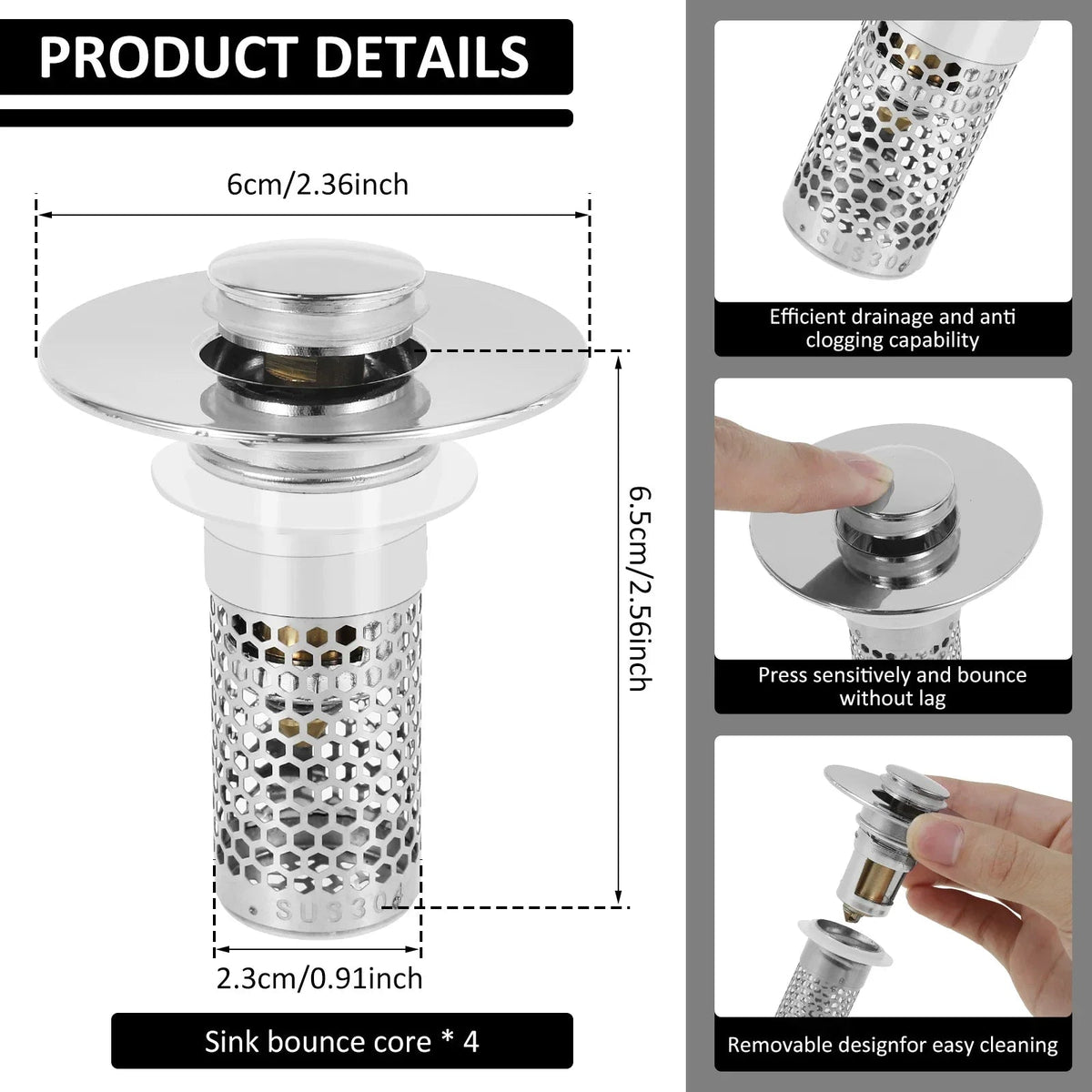 Sikunuo | Sink Drain Anti-Odor Hair Catcher Filter