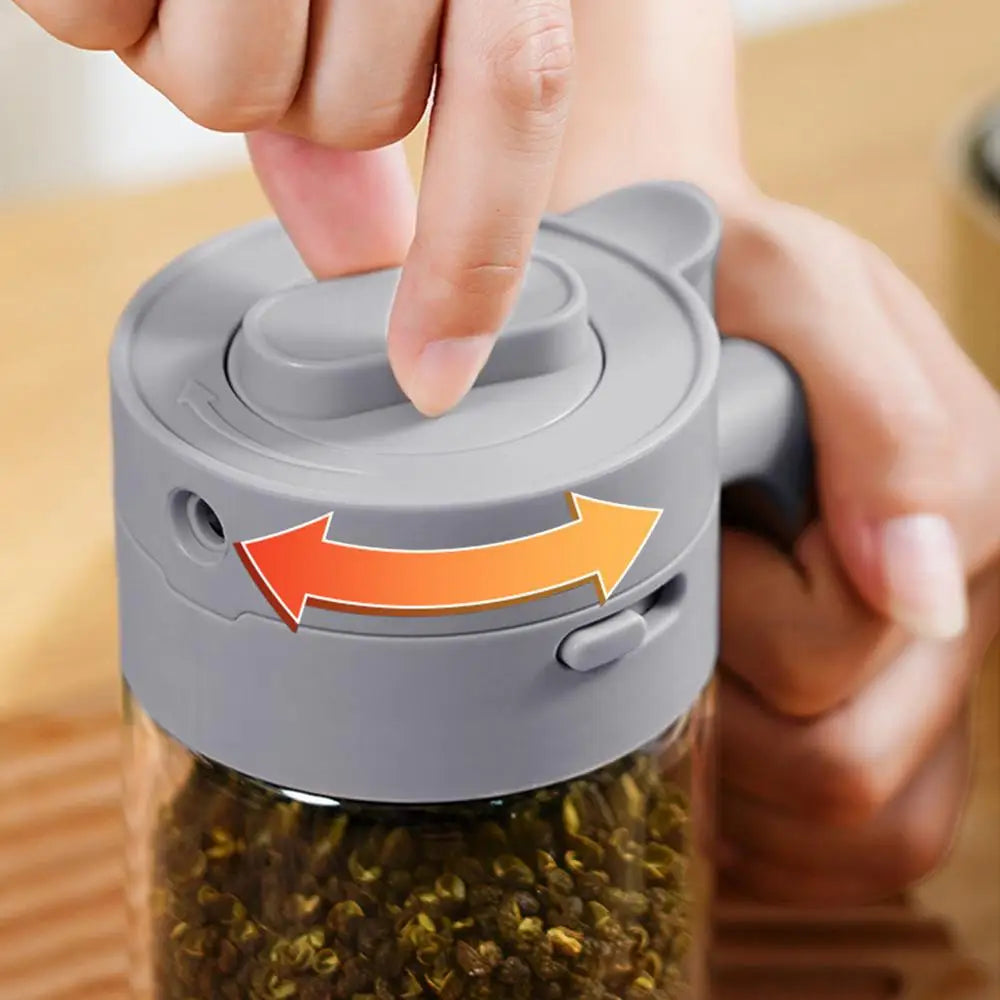 Sikunuo | Transparent Glass Lockable Airtight  Seasoning Jar with Spoon
