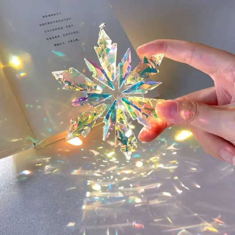 Sikunuo | Transparent Snowflake Rainbow Car Pendant Decor