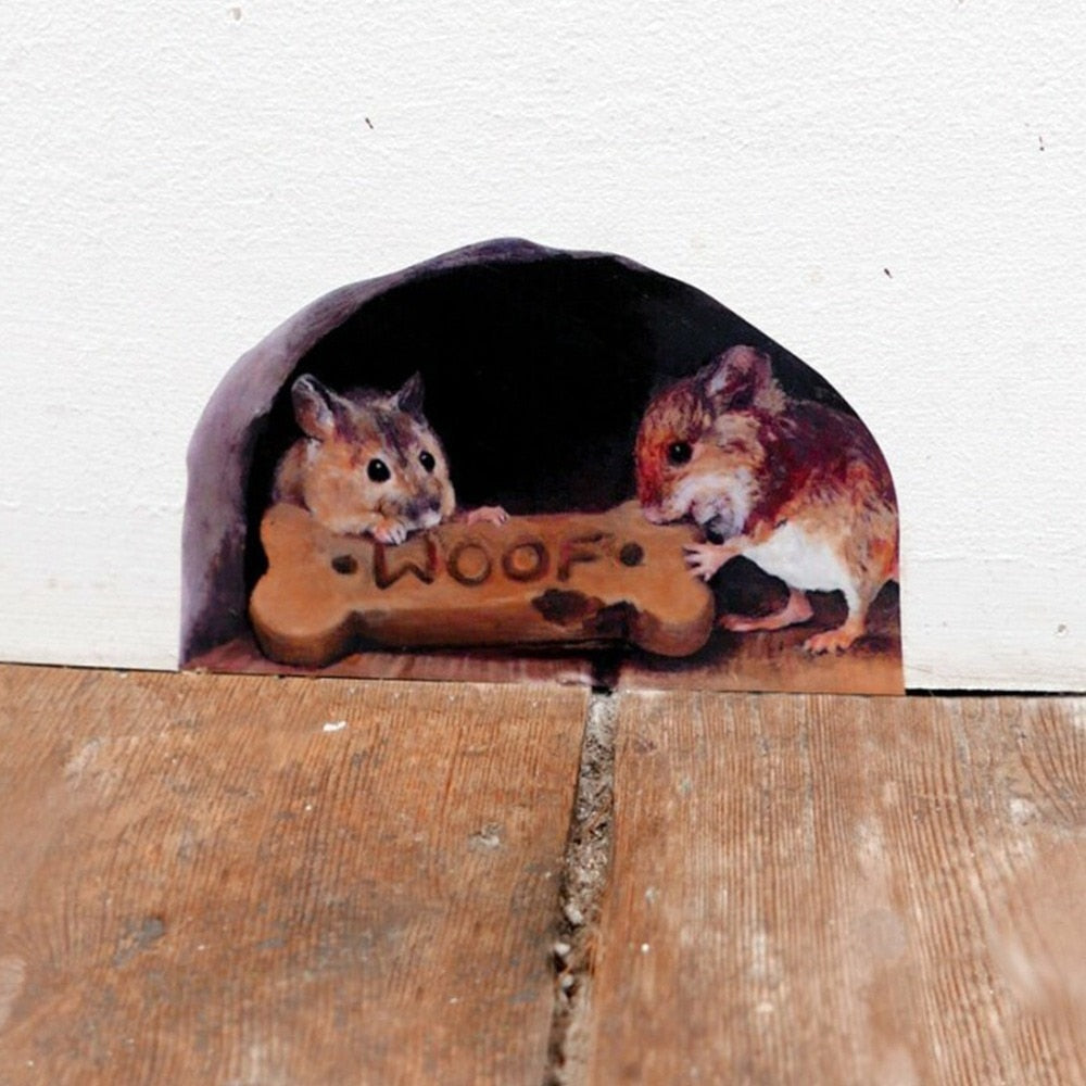 Sikunuo | 3D Mouse Hole Funny Wall Stickers