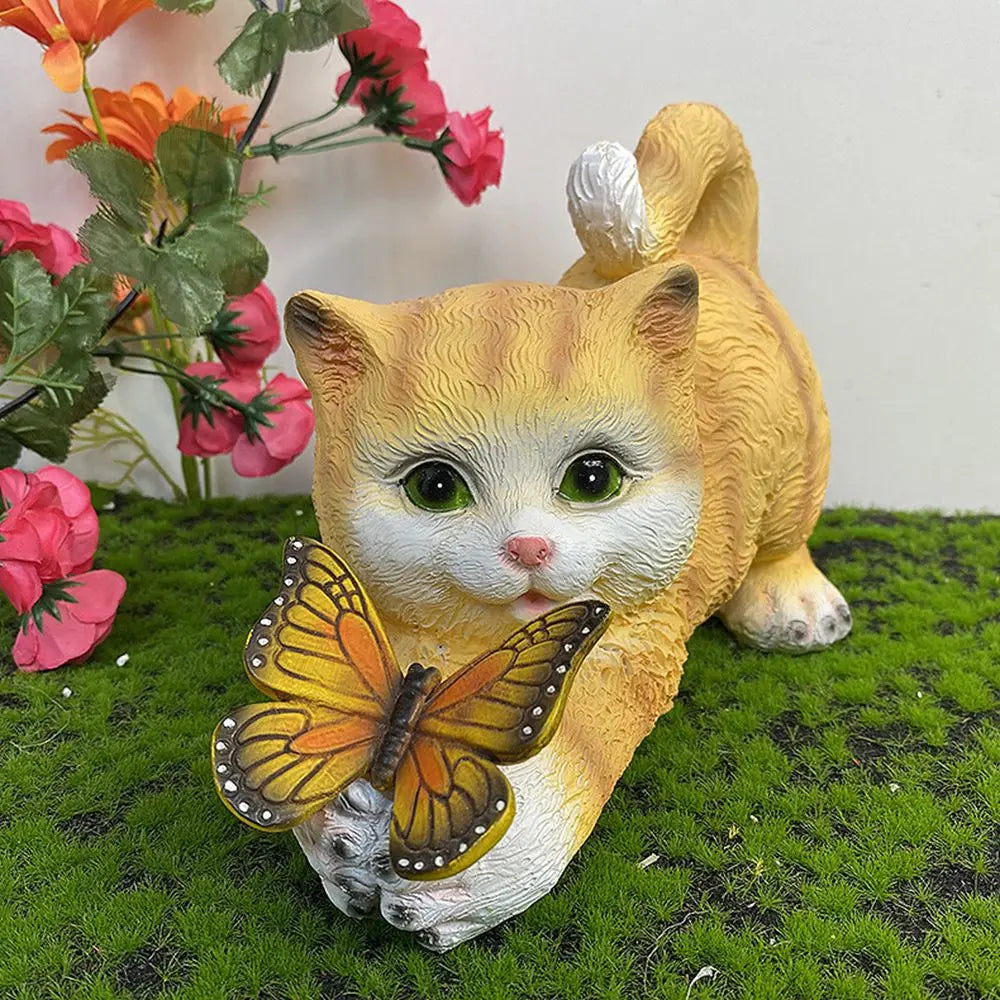 Sikunuo | Butterfly Catcher Cat Resin Decorative Lamp