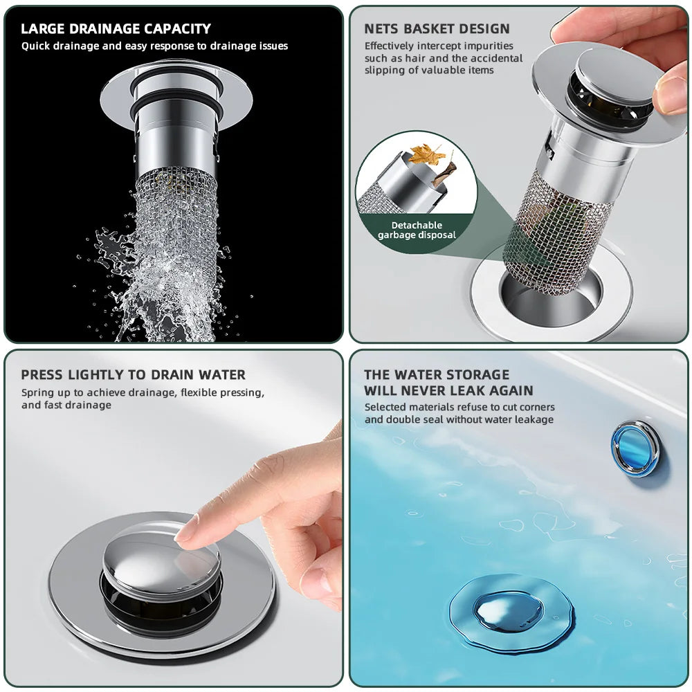 Sikunuo | Pop-up Anti Clogging Drain Sink Strainer Filter