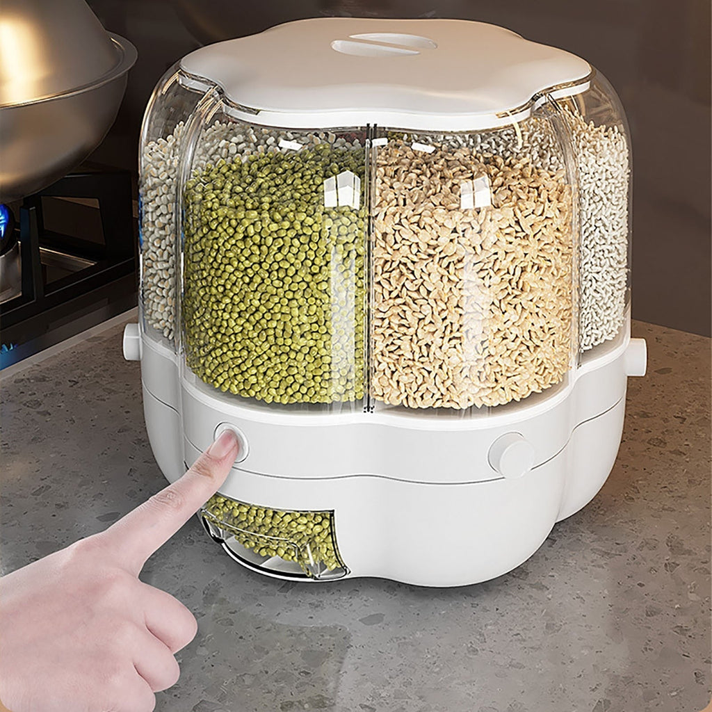 Sikunuo | 6-Grid Rotating Grain Storage Dispenser