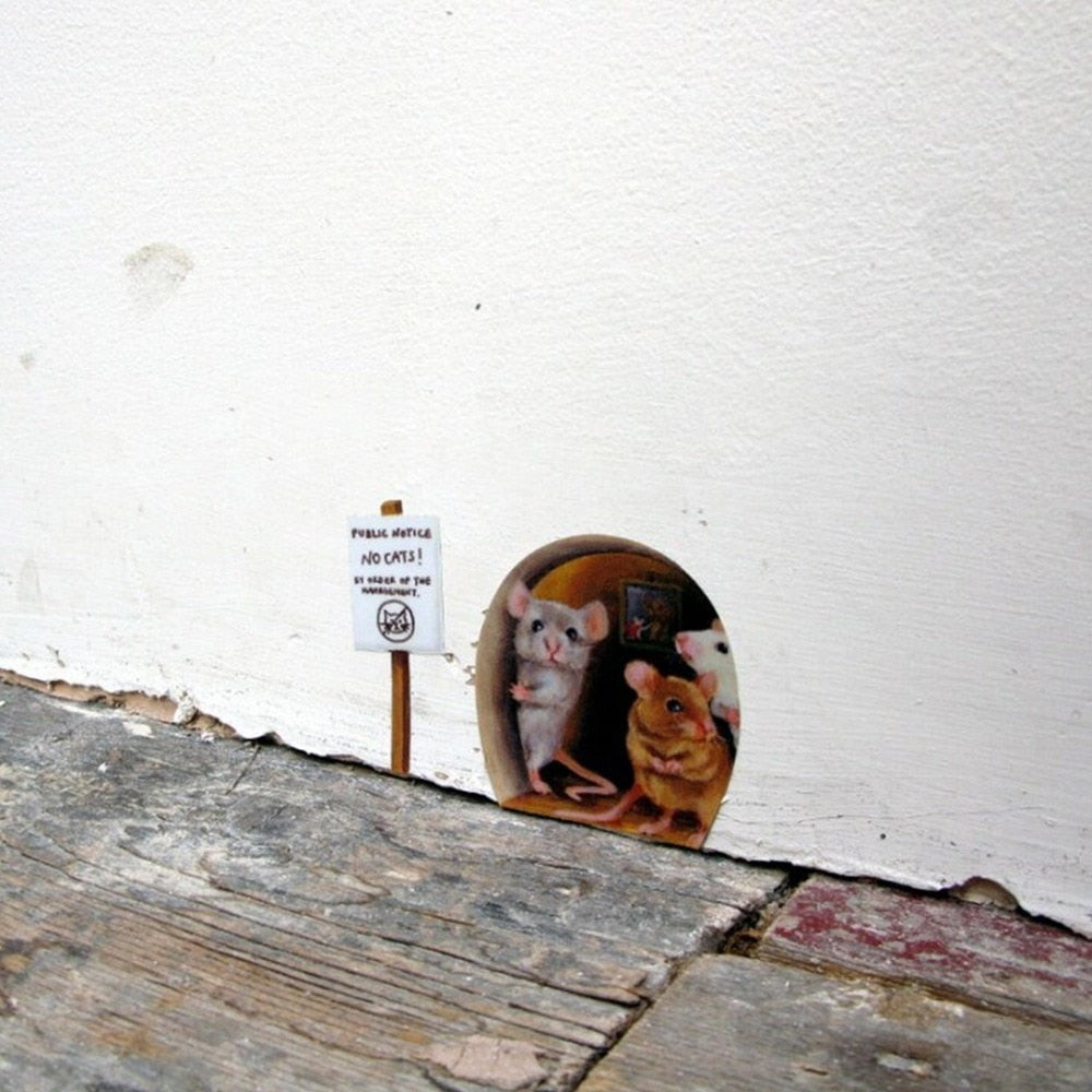 Sikunuo | 3D Mouse Hole Funny Wall Stickers