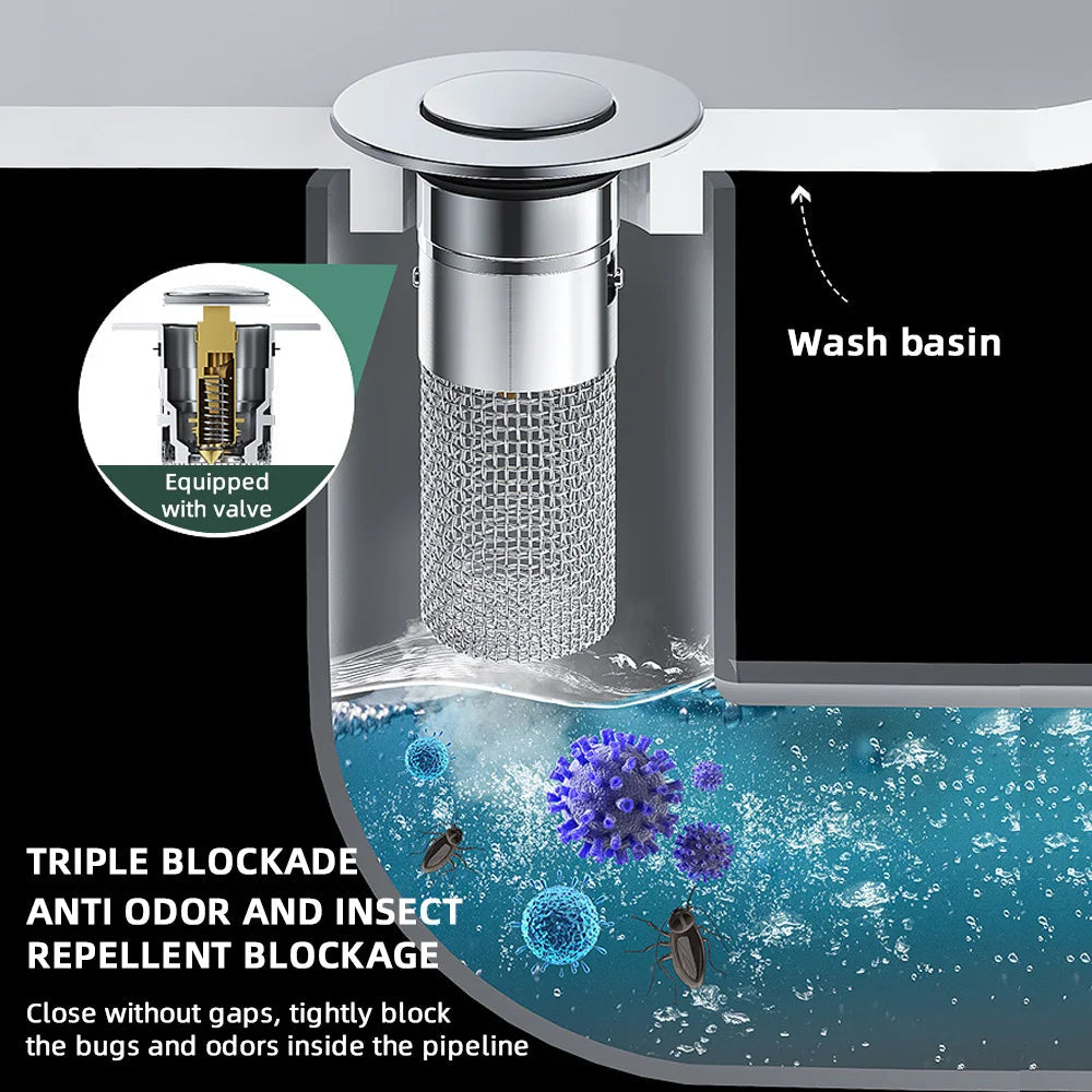 Sikunuo | Pop-up Anti Clogging Drain Sink Strainer Filter