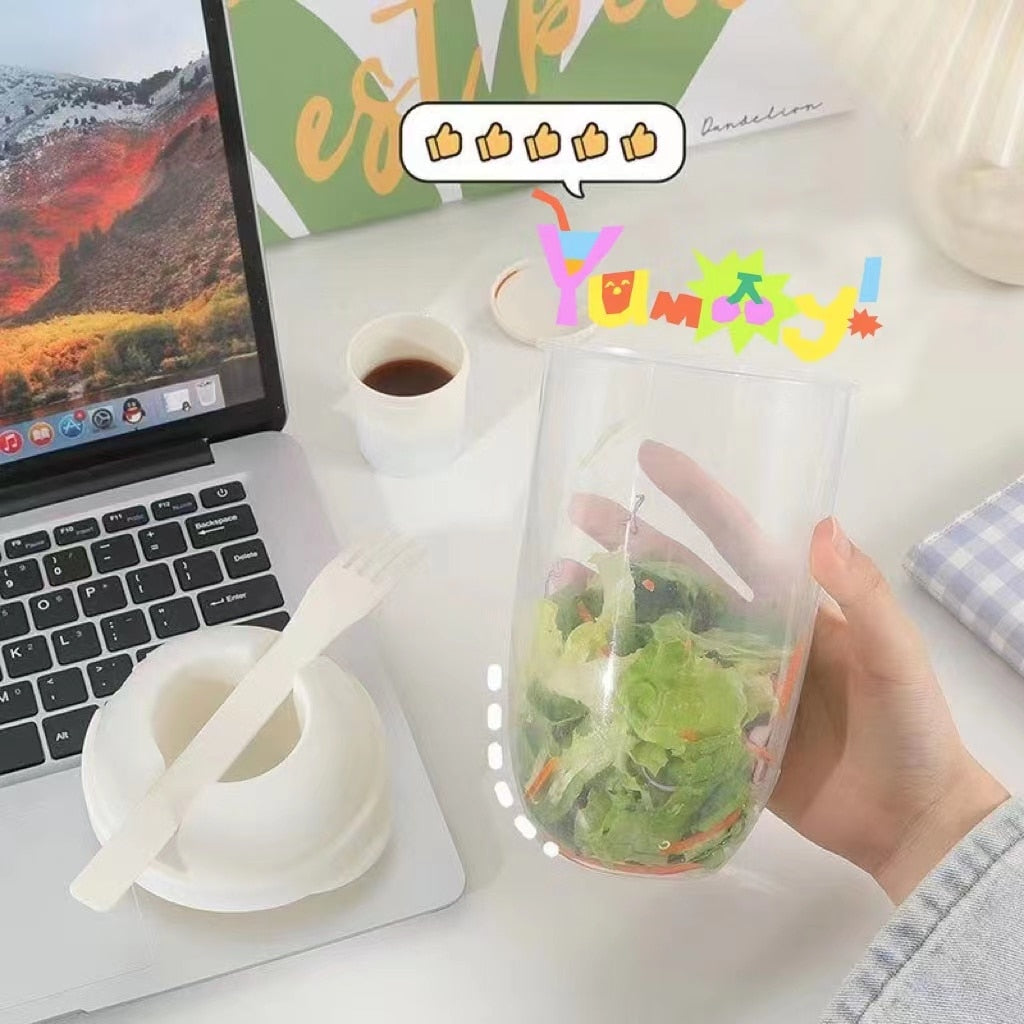Sikunuo | Portable Built-in Fork Mini Salad Cup