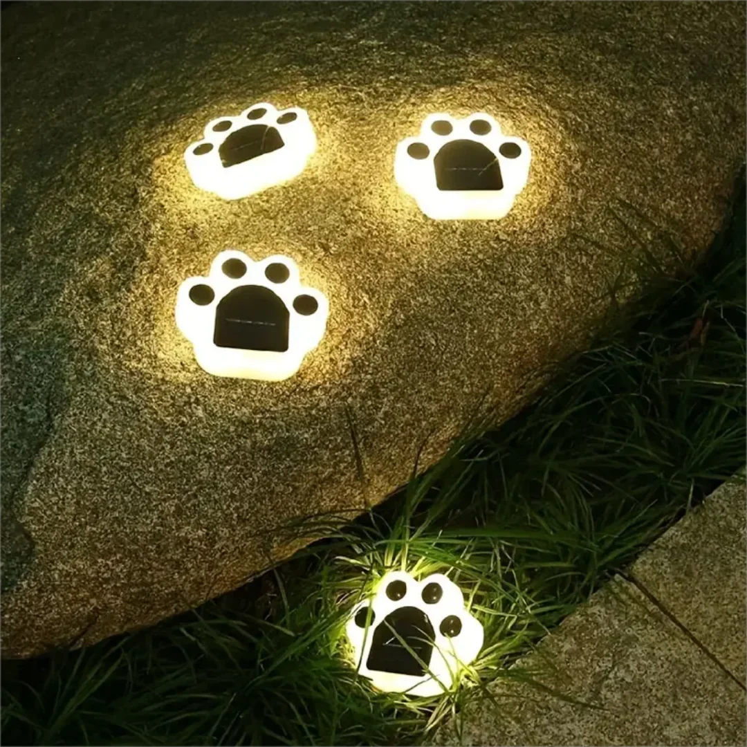 Sikunuo | Glowing Paw LED Solar Pathway Outdoor Lights