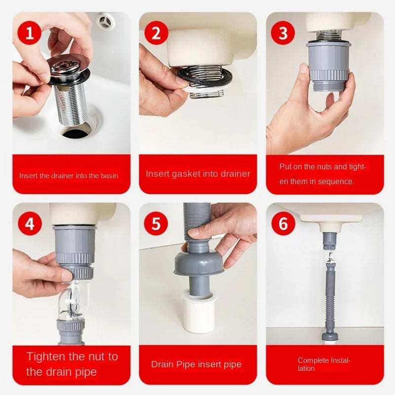 Sikunuo | 360 Drain Easy Universal Overflow Disposer Drain Kit
