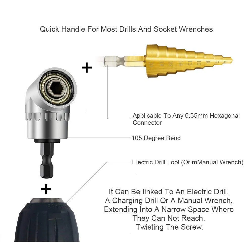 Sikunuo | 360 Degree Right Angle Drill Extension Tool