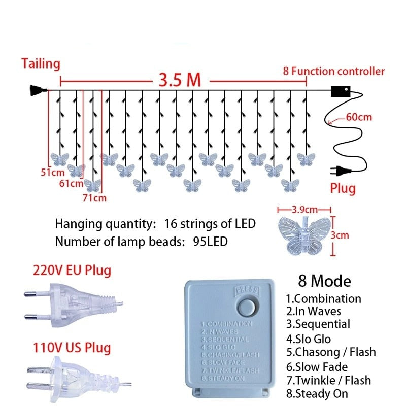 Sikunuo | Butterfly LED Curtain Lights
