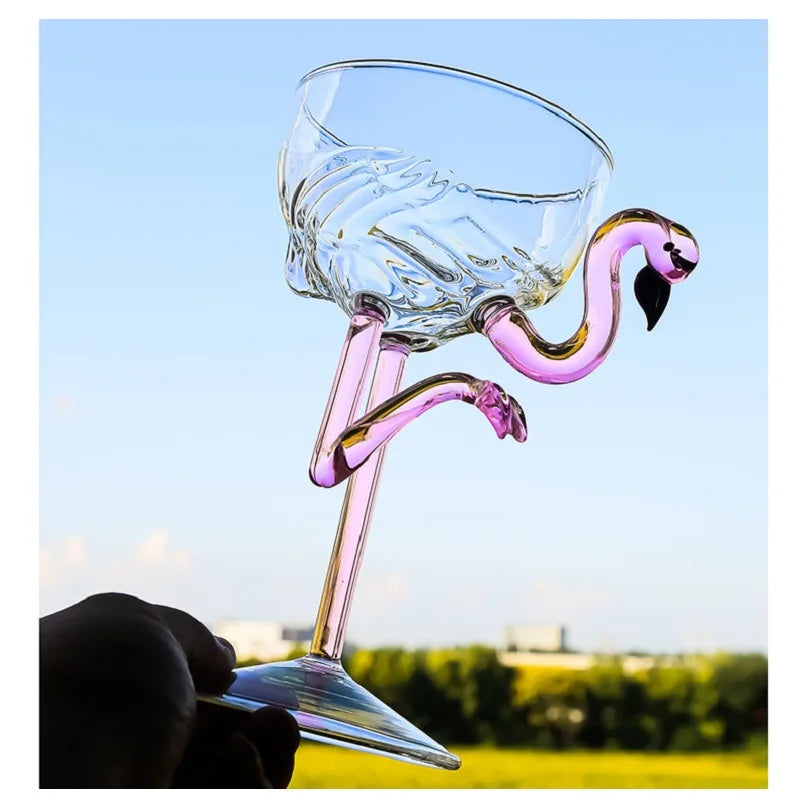Sikunuo | Pink Flamingo Cocktail Clear Party Glasses