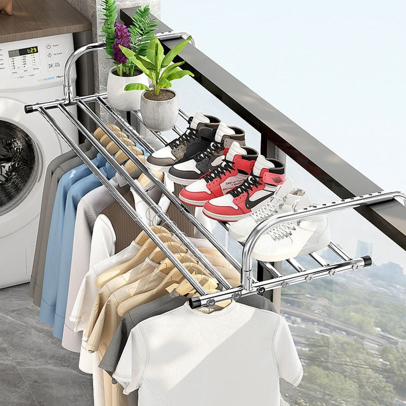 Sikunuo | Stainless Steel Foldable Balcony Clothes Hanger