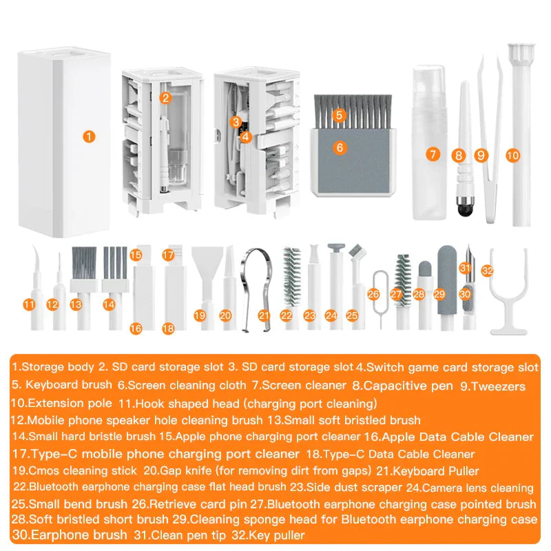 Sikunuo | All-In-One 32Pcs Computer Phone Cleaning Kit