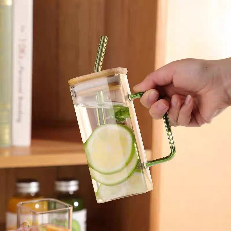 Sikunuo | Stylish Square Large Capacity Mug with Straw