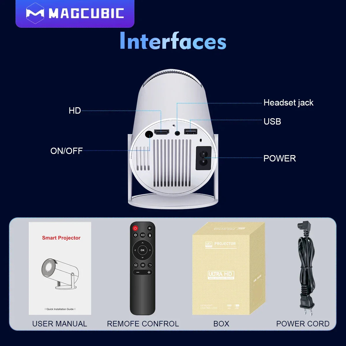 HY300 Pro Smart Mini Projector – Android 11 & 180° Flexible