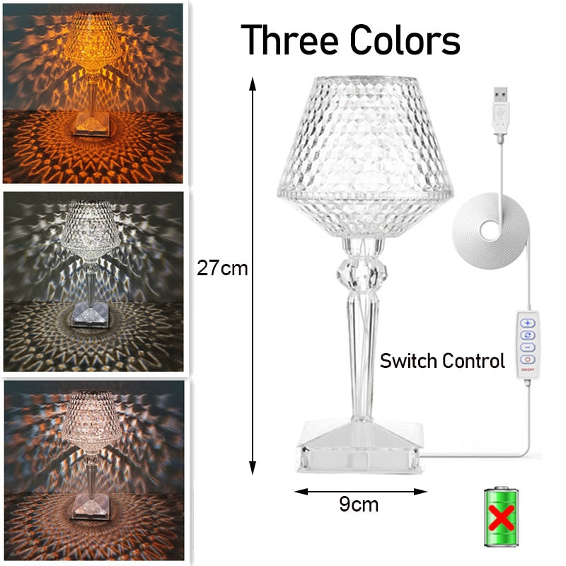 Sikunuo | Diamond Glow Rechargeable Crystal Table Lamp