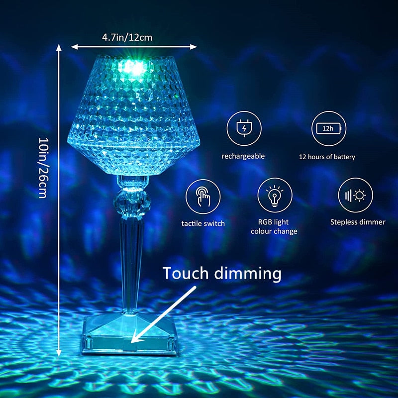 Sikunuo | Diamond Glow Rechargeable Crystal Table Lamp