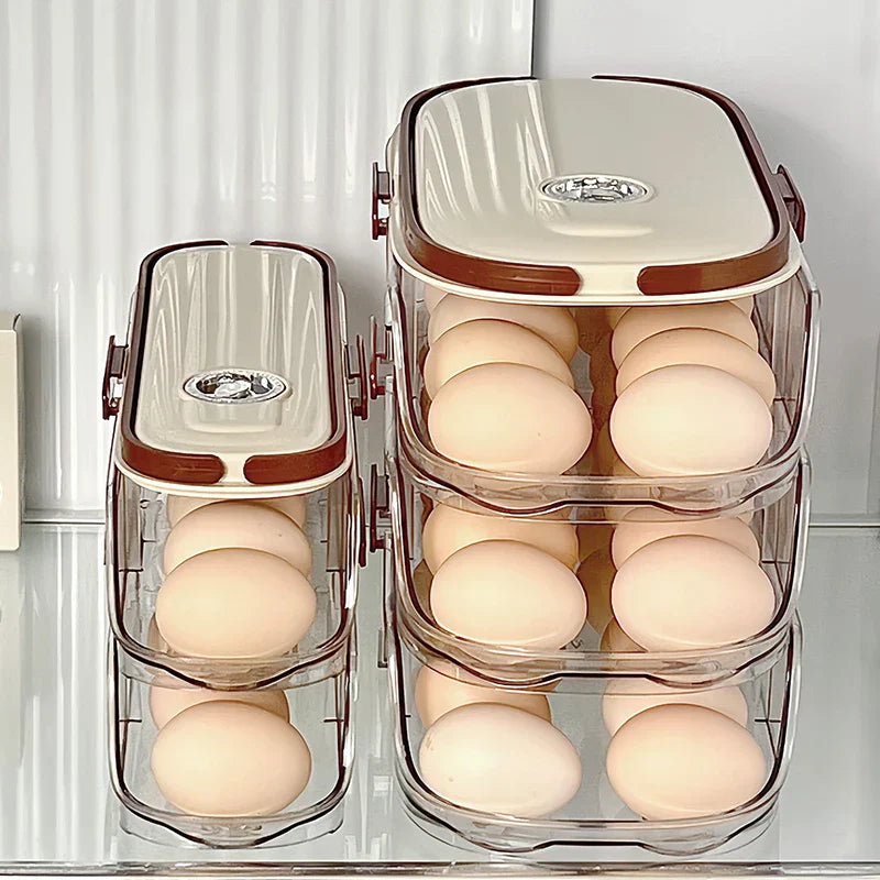 Sikunuo | Fridge Organizer Automatic Rolling Transparent Egg Storage Box